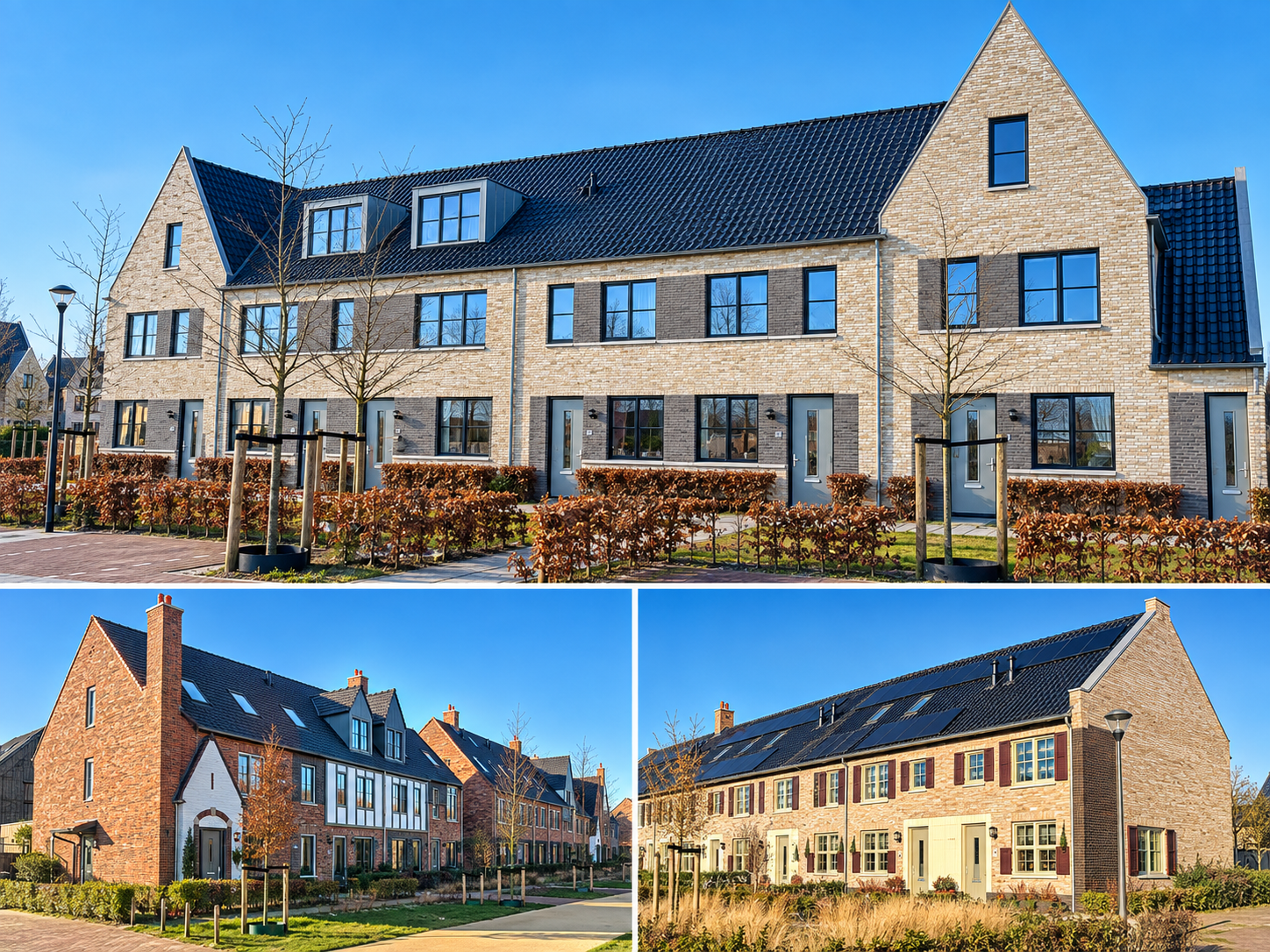 Woningen met verschillende gemetselde gevels in Parktuin in Waddinxveen